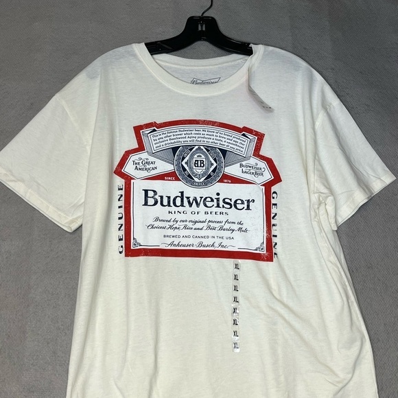 🆕 Men’s Size XL Budweiser Short Sleeve Tee White/Red Logo Fast Shipping - Picture 2 of 5